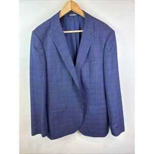 Sarar Men's Blazer Blue Plaid Check Size 42R Turquality Made In Turkey